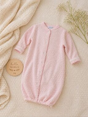 Nella Pima Pink Pima Cotton Newborn Gown Luxe Baby Boutique